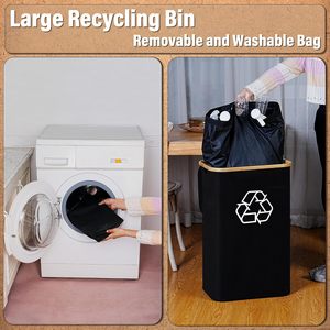 Contenedor de Reciclaje para Cocina de 100L, Cesto de Ropa Plegable con Bolsa Interior Extraíble y Reutilizable para Botellas, Latas y Ropa Sucia - Product Image 5