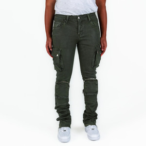 Vendita calda verde <span class=keywords><strong>pantaloni</strong></span> Cargo più tasche Jeans impilati Jeans Cargo uomo - Product Image 6