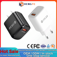 Chargeur mural rapide pour téléphone portable 18W QC30 EU US, port USB-A unique, blanc/noir, OEM/ODM, vente directe usine, solution complète