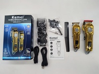 Kemei KM-2011 Alat Cukur Rambut Pria Set Ganda Layar LED 2 Buah Alat Cukur Rambut Logam Pengisian Daya USB Pemangkas Rambut Elektrik