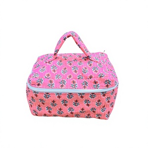 Trousse de toilette matelassée en coton avec fermeture éclair, réutilisable, imprimée, organiseur de maquillage, sac de rangement de voyage pour accessoires - Product Image 1