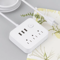 110V American Standard Blanc Noir 6 en 1 Bureau à domicile 3 prises CA Multiprise 3 Ports de chargeur USB L'extension s'étend