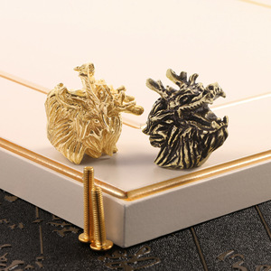 Tiradores de latón con cabeza de dragón estilo chino, tiradores de puerta de cobre macizo Rey Dragón, ganchos de <span class=keywords><strong>pared</strong></span> decorativos para armario y hogar - Product Image 4