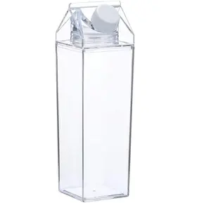 Amazons Venda Quente 2023 Garrafa de leite transparente Garrafas de água de papelão de leite acrílico Garrafa de água de plástico reutilizável transparente