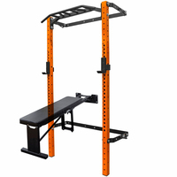 DINUO Rack de Squat Mural Entièrement Pliable en Tube d'Acier Robuste Haute Compatibilité Cage de Musculation Équipement de Gymnastique à Domicile