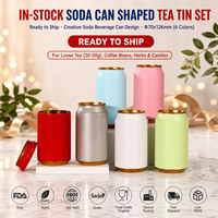 En stock : Ensemble de boîtes à thé en forme de canette de soda avec col effilé et bord doré, six couleurs, pour café, logo personnalisé, OEM, ODM, faible MOQ