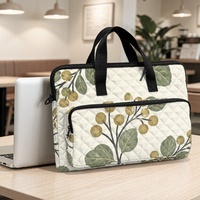 Sac pour ordinateur portable matelassé à imprimé tropical personnalisé, motif feuille hawaïenne, style Art déco floral, pour le shopping, les voyages et le transport quotidien