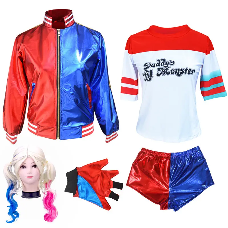 Halloween Adult Sexy Clown Costume Girl Clown Wig Women Cosplay Clown Clothes Suit Quinn Suicidesquad