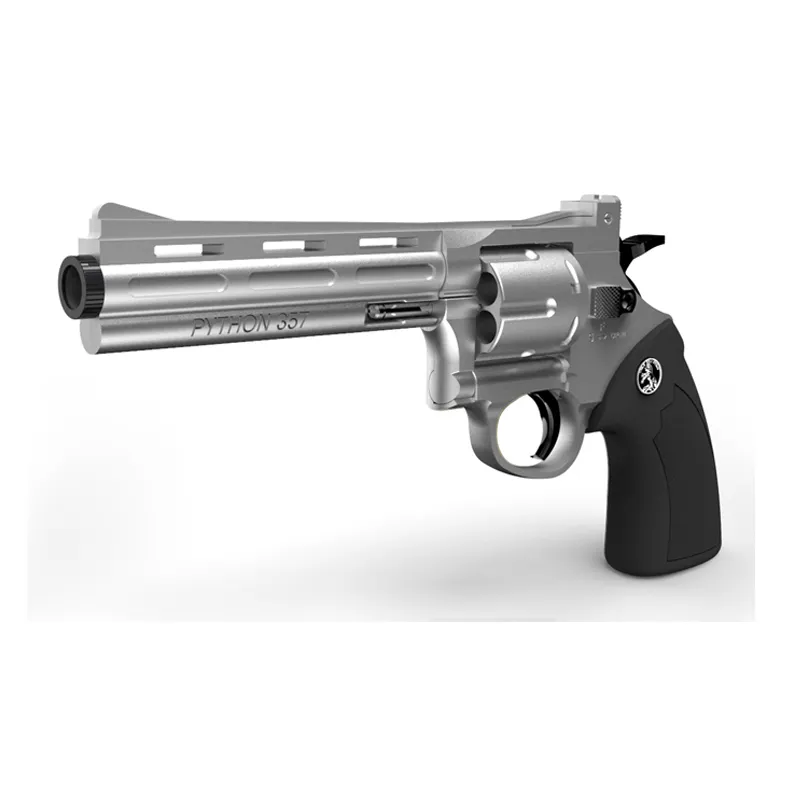 Hot Selling Revolver Launcher Zachte Kogel Speelgoed Apparatuur Gemakkelijk Collocatie Uitworp Pistool Metalen Revolver Speelgoed Pistool