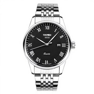 Montres-bracelets en cuir étanches à mouvement à quartz avec grand cadran simple et calendrier pour hommes et femmes - Product Image 3