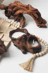 LANJO Vente en gros de pots à bougies en ciment et béton, style racine d'arbre, faits à la main, artistiques, rustiques, pour la décoration de la maison, imprimés UV - Product Image 5