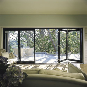 <span class=keywords><strong>Porte</strong></span> pliante en aluminium à cadre métallique mince au design moderne Nouvelles portes patio en accordéon en verre à deux plis <span class=keywords><strong>Prix</strong></span> d'usine pour l'intérieur d'une villa - Product Image 1