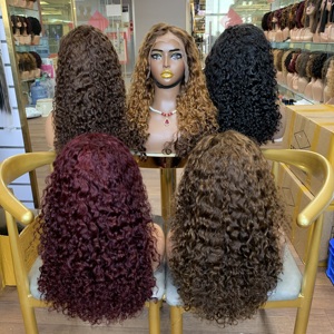 Perruque en cheveux naturels vietnamiens, perruques de luxe bouclées de 18 pouces, perruques frontales en dentelle 13x4 pour femmes noires - Product Image 2