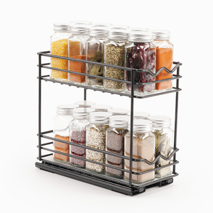 Multifunctional Pull Out Spice Rack Shelf Kitchen Countertop Storage Spice Drawer Organizer