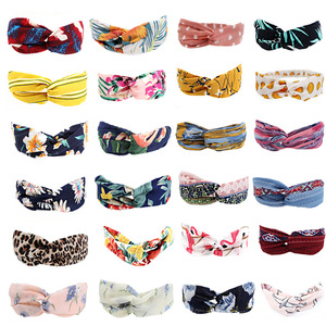 Bandeaux élastiques de style bohème Vintage pour femmes, bandeau de cheveux torsadé à fleurs croisées pour lavage du visage - Product Image 2