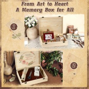 Unfinished Wooden <strong>With</strong> <strong>Lid</strong> 12"x9"x3.1" <strong>Decorative</strong> <strong>Storage</strong> Keepsake Boxes Memory Boxes Natural Pine Wood <strong>Box</strong> for Crafts - Product Image 3