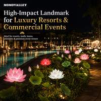 Lampe Lotus Motorisée Momovalley, Étanche IP46, Lumière LED Dynamique 3D pour Décoration de Jardin, Événements et Mariages
