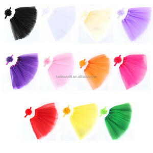 BELLEWORLD retrato de niño lindo 8 colores niño niña 2 uds gasa flor diadema elástica tutú vestidos conjunto para bebé - Product Image 4