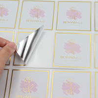 Adhésif imperméable personnalisé magnifiquement imprimé estampage à chaud feuille d'or rose autocollants de cercle transparents étiquettes de bouteille