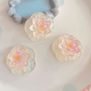 100 Piezas de Flores de Loto Rosadas Planas de Resina para Lazos de Pelo, Adornos para Joyería, Decoración de Teléfonos y Manualidades - Product Image 4