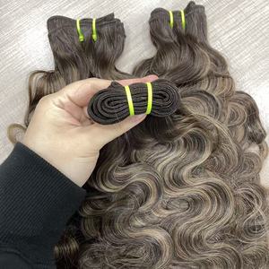 自然波浪高光双层拉丝发束 延长发束 免运费 100% 天然毛鳞片对齐接发 - Product Image 3