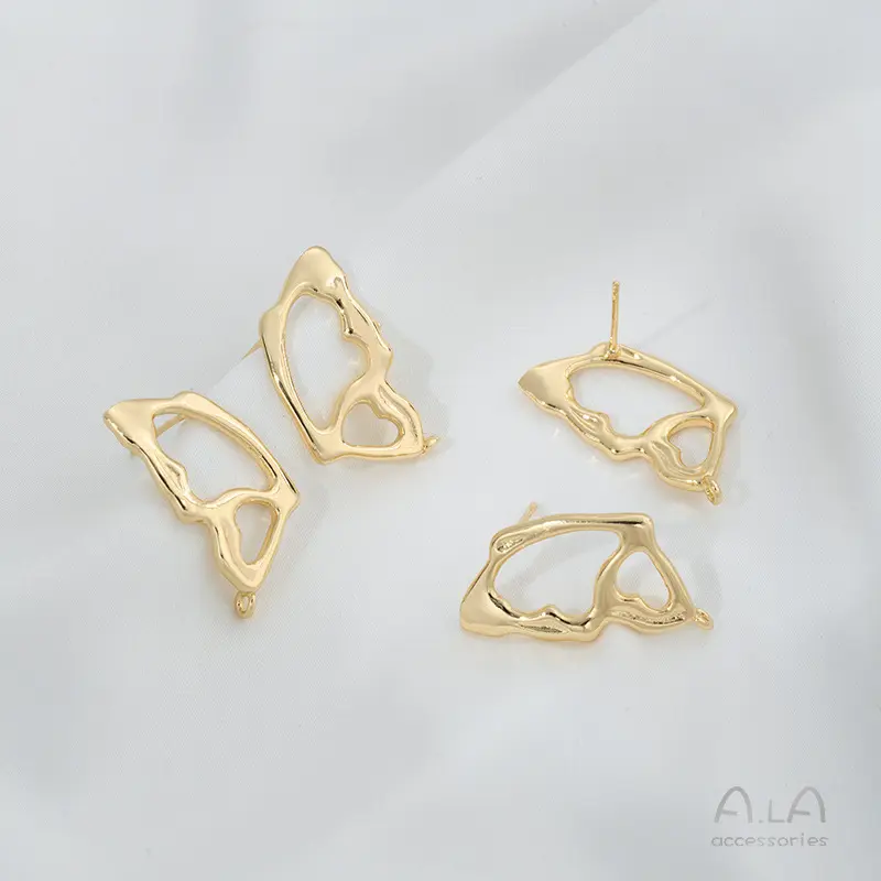 Preiswerter Großhandel 14k Gold plattiert Linienform Schmetterling Schmuck Mode-Ohrringe für Damen mit Anhänger Ring