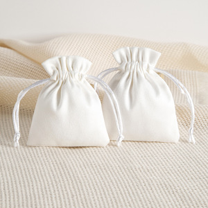 White Suede Jewelry Bags <b>Drawstring</b> Velvet <b>Pouches</b> 7x9cm To 15x20cm Ring Storage Wedding Candy Gift Packaging - Product Image 4
