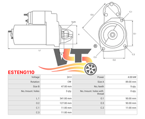Arrancador de uso duradero ESTENG110 para motores CUMMINS Aifo/ FIAT ALLIS Motor de máquina agrícola De Arranque 9T 42498140 4706720 - Product Image 5
