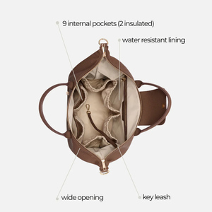 Sac à dos à langer de luxe en cuir végétalien, portable, multi-poches, pour maman, vente en gros - Product Image 2