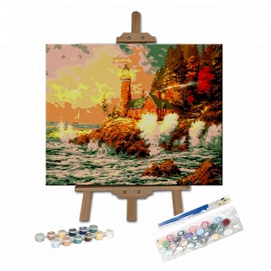 Peinture par numéros sur toile, paysage encadré, <span class=keywords><strong>calligraphie</strong></span>, 24 couleurs, 40x50, acrylique - Product Image 3