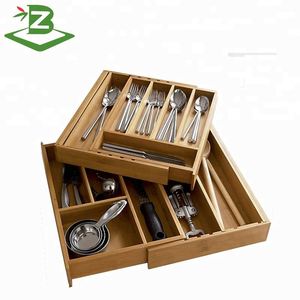 BSCI Factory Expandable Bamboo Cutlery Tray <b>Kitchen</b> Drawer Organizer - Product Image 4