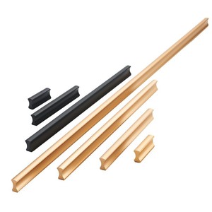 Modern Nordic Minimalist Pull Handle Aluminum Alloy One-Meter-Long <b>Black</b> Gold for Cabinet Wardrobe Drawer Bathroom Dresser - Product Image 1