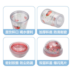 Shang Kou Ai Fruit Illustration Plastic Straw Cup Bpa Free Summer Gift Cup For Party And Daily Use - Product Image 5