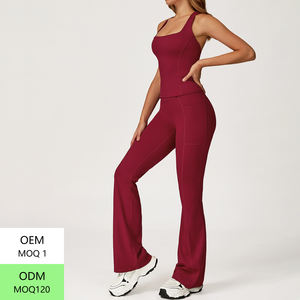 Lulu Neue Damen Hochwertige Kompressions-V-Taille Schlaghose Yoga Fitness Sets Weste Top BH 2-teilig Damen Gym Sportbekleidung Anzüge - Product Image 5