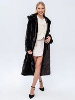 Langer Wintermantel für Damen im College-Stil mit Stehkragen haube und lässiger Oberbekleidung aus Nerz mit Polyester futter