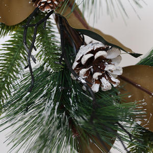 クリスマスデコレーション用OEM 50cmマグノリアリーフパイン針付きホリデーリース - Product Image 3