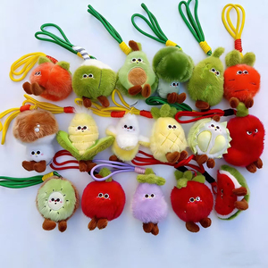 En gros, Porte-clés pendentif en peluche mignon et moelleux, <span class=keywords><strong>série</strong></span> légumes et fruits, motif dessin animé noix de coco et durian - Product Image 1