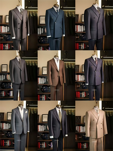 Hải quân màu xanh đen người Anh của người đàn ông mỏng đôi ngực phù hợp với blazer Áo khoác & Quần thời trang 2-mảnh thiết lập giản dị & hợp thời trang - Product Image 3