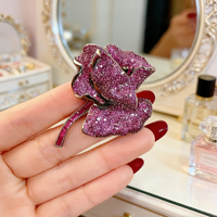 Bros Pin Bunga Zirkon Tembaga Berkualitas Tinggi, Mewah untuk Pesta Pernikahan dan Acara Resmi, Berlapis Perak