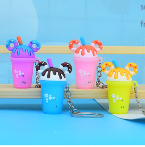 Kreatives Design von Eiscreme Milch Tee tasse Schlüssel anhänger Niedliche Kinder Schult asche Anhänger Getränk Schlüssel anhänger - Product Image 3