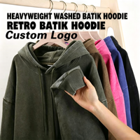 Hoodie Batik Vintage Amerika 380g Heavyweight Unisex, Ukuran Oversize, Gaya Sport Casual, Tersedia Logo Custom
