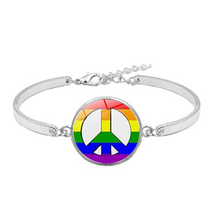 Vente en gros de bijoux <span class=keywords><strong>Bi</strong></span> Pride rose, bleu, vert, Lgbt, lesbiennes, Gay Pride, bracelet en verre cabochon arc-en-ciel - Product Image 5