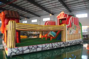QIQU Aire de jeux <span class=keywords><strong>gonflable</strong></span> robuste de 30 pieds, thème ferme, avec plusieurs zones de jeu et moulin à vent, pour événements, certifiée usine - Product Image 2