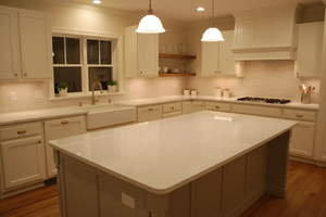 QUARTZ VIETNAMIEN CALACATTA MIST LINE, épaisseur 20 mm, GRANDE DÉCOUPE, APPLICATIONS MODERNEES POUR CUISINES, SALLES DE BAIN ET HÔPITAUX, avec CONCEPTION DE MODÈLE 3D - Product Image 2