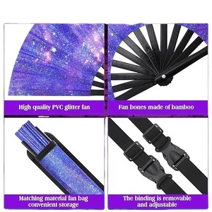 Abanico Plegable Grande con Brillantina, Accesorio para Fiestas, Baile, Música, Decoración, Festivales Rave, para Hombres y Mujeres - Product Image 4