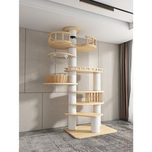 Personalizzabile grande torre del gatto sostenibile soffitto in legno albero casa Sisal graffio parete interna gioco di pino estratto gatti casa - Product Image 1