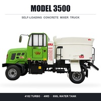 Camion malaxeur à béton mobile de 1,5 m³, mini, système entièrement hydraulique, moteur 92 kW, 5000 kg, déchargement par bouche plate pour les maisons rurales