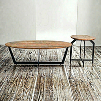Ensemble de table basse moderne en bois de manguier fait main, écologique et contemporain, avec table d'appoint