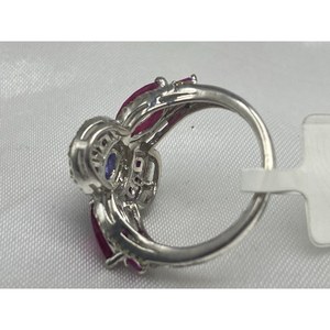 Nuevo Anillo de Lujo Más Vendido con RUBÍ y TANZANITA, Plata de Ley 925, Regalo para Fiestas, Bodas, Compromisos, Ceremonias Religiosas y Eventos - Product Image 6