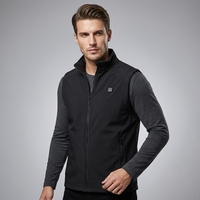 Gilet chauffant sans manches, col montant, poches latérales, fermeture éclair centrale, bouton d'alimentation, softshell, compact et facile à transporter